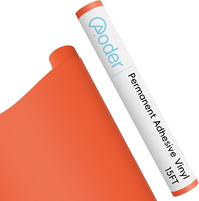 Aoder Permanent Adhesive Vinyl Roll 12" × 15FT, Matte Orange | Sticker Vinyl by AoderDTFTransferFilm