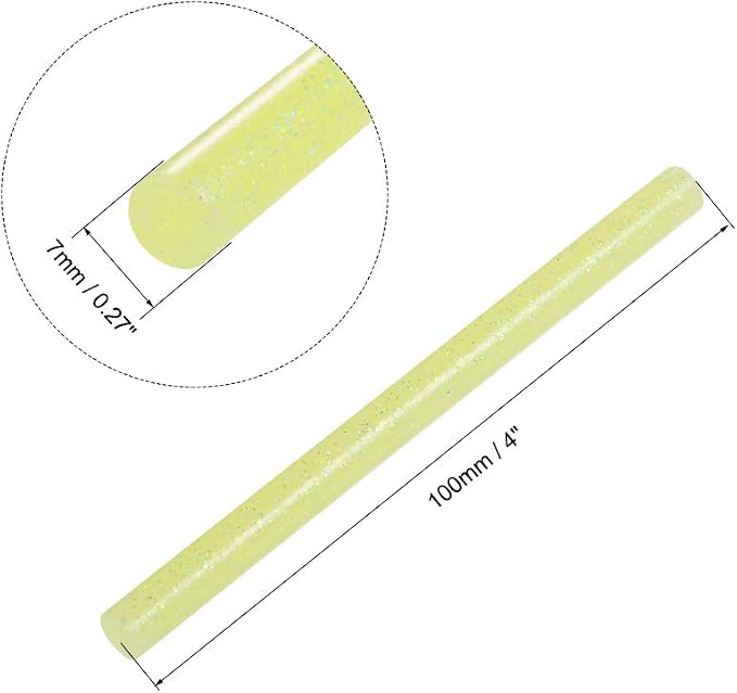 uxcell Mini Hot Glue Sticks for Glue Gun 0.27-inch x 4-inch Yellow Glitter 10pcs - Image 2