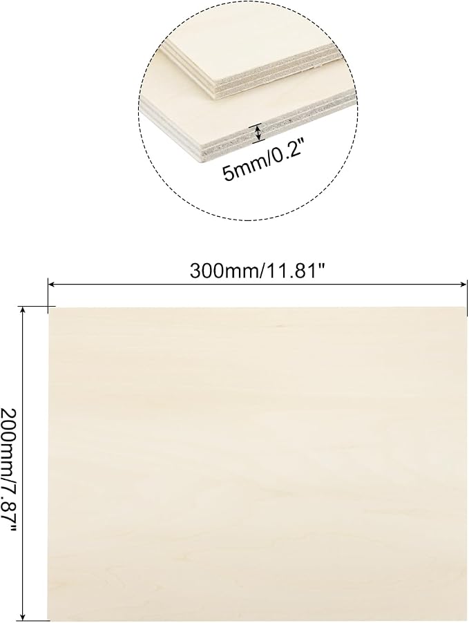 MECCANIXITY 3pcs Basswood Sheets 7.9 x 12 x 3/16 Inch Unfinished Wood Boards - Image 2