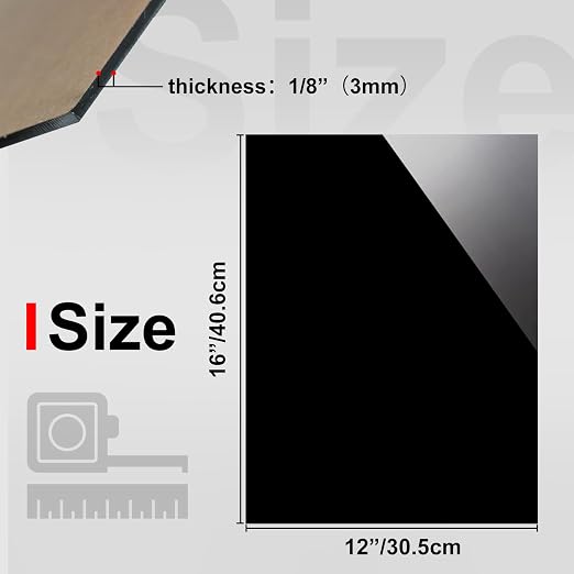 KINLINK 12x16 Plexiglass Sheets 1/8 inch Thick - 3mm Black Cast Acrylic Sheet - Image 2