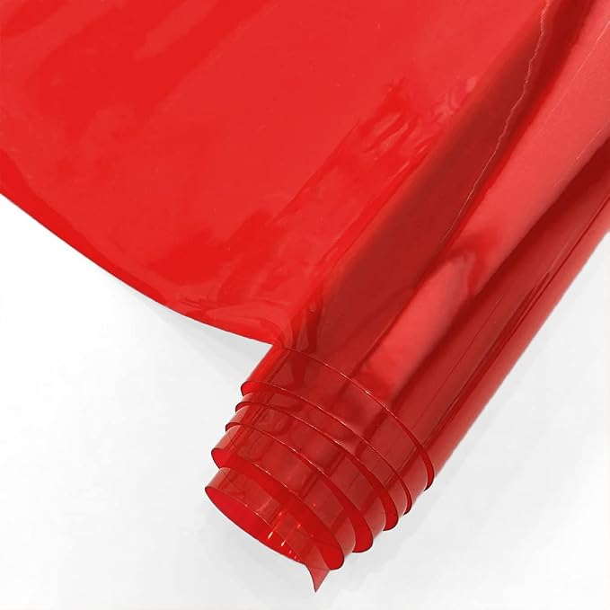 HYANG Red Transparent PVC Super Clear Holographic Vinyl Faux Leather Sheets 1 by HYANGHAVEPUPVCALLLEATHER