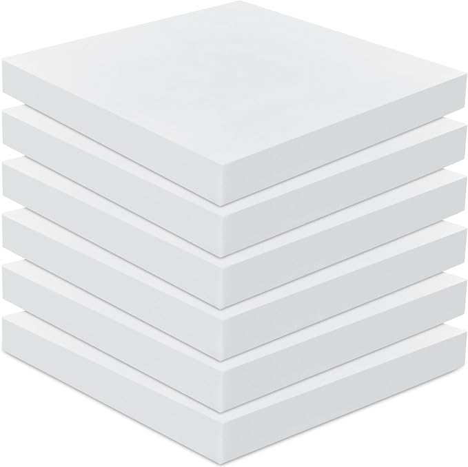 Frienda 6 Pack 2" X 26" X 26" Upholstery High Density Foam Cushion White by Frienda