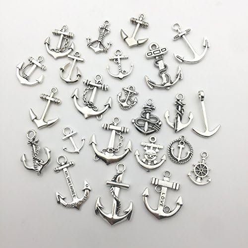 iloveDIYbeads 100g Craft Supplies Antique Silver Ship Wheel Anchor Charms - Image 5