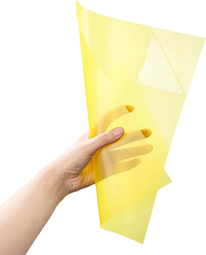 10-Pack A4 Colored PVC Flexible Plastic Sheets, 0.3mm Yellow Transparent Film by GreatValueGreaterQuality