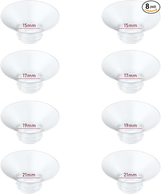 Flange Insert 15/17/19/21mm 8pcs Compatible with Momcozy M5/M9/M6/S12 Pro/V1 Pro/V2 Pro,for Spectra/Medela/MomMed/eufy/Lansinoh/Elvie Breast Pump, Fit for 24mm Flange/Shield of Most Pumps