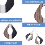 FASHEWELRY 16Pcs Resin Wooden Earring Pendants Vintage Stripe Teardrop Resin - Image 6