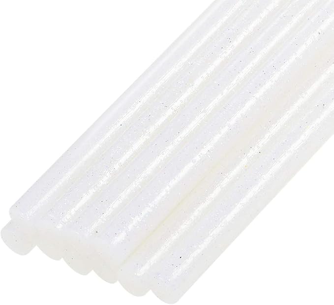 uxcell Mini Hot Glue Sticks for Glue Gun 0.27-inch x 4-inch White Glitter 10pcs by uxcell