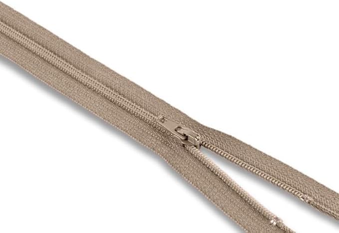 22 Inch Nylon Coil Zipper Light Beige Color, Non Separating Closed-End Sewing - Image 4