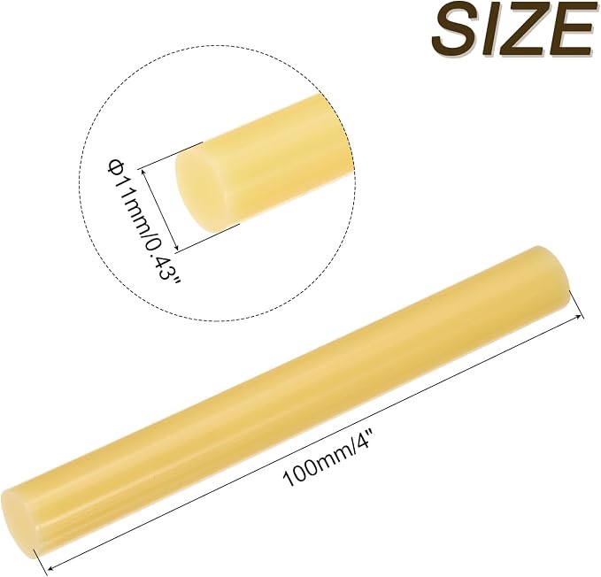 uxcell Mini Hot Glue Sticks for Glue Gun 11mm x 100mm Light Yellow 12pcs - Image 2