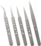 Wolfride 5Pcs Stainless Steel Tweezers Precision Tweezer Tool Set by Wolfride