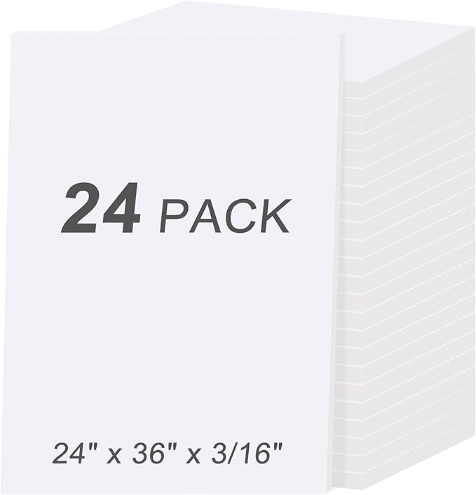 MYFAMIREA 24 Pack White Foam Board 24" x 36", 3/16" Thick Board Poster by MYFAMIREA