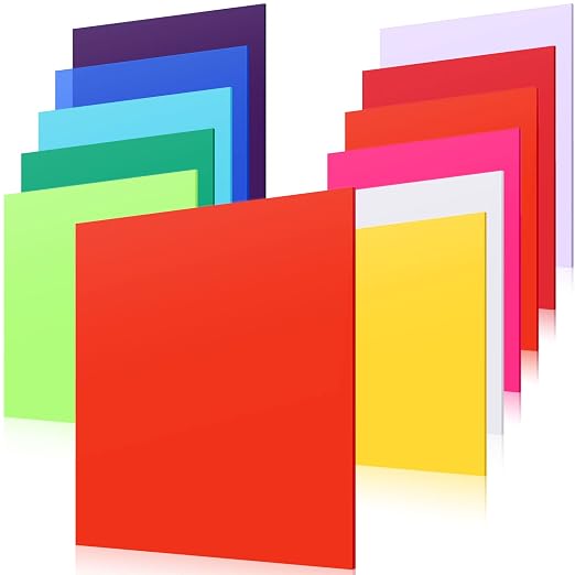 Macarrie 10 Pack Colored Opaque Acrylic Sheets, 1/8" Thick Colored Plastic Panel by Macarrie