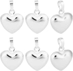 Beebeecraft 10Pcs Puffy Heart Charms, Small 0.6in 925 Sterling Silver Plated by Beebeecraft