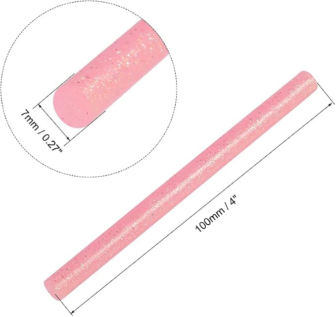 uxcell Mini Hot Glue Sticks for Glue Gun 0.27-inch x 4-inch Pink Glitter 10pcs - Image 2
