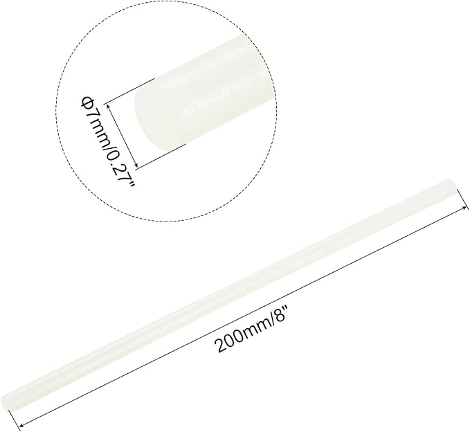 uxcell Mini Hot Glue Sticks for Glue Gun 7mm x 200mm Glitter White 12pcs - Image 2