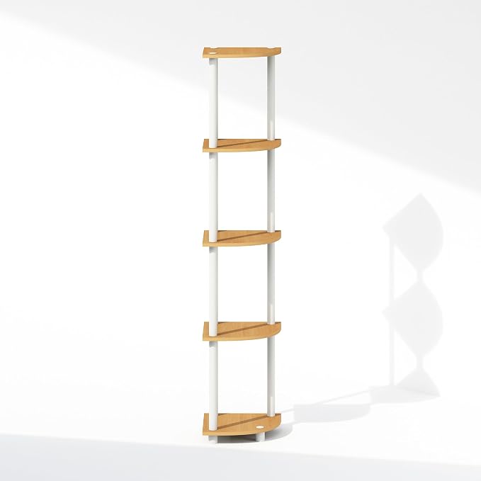 Furinno Turn-N-Tube Storage Shelves, 5-Tier Book Shelf, Corner Shelf, Toolless - Image 6