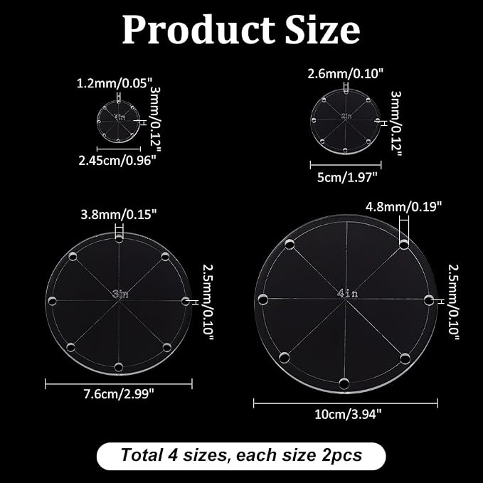PH PandaHall 8pcs 4 Sizes Circle Template Sewing Rulers Set, 1/2/3/4inch - Image 2