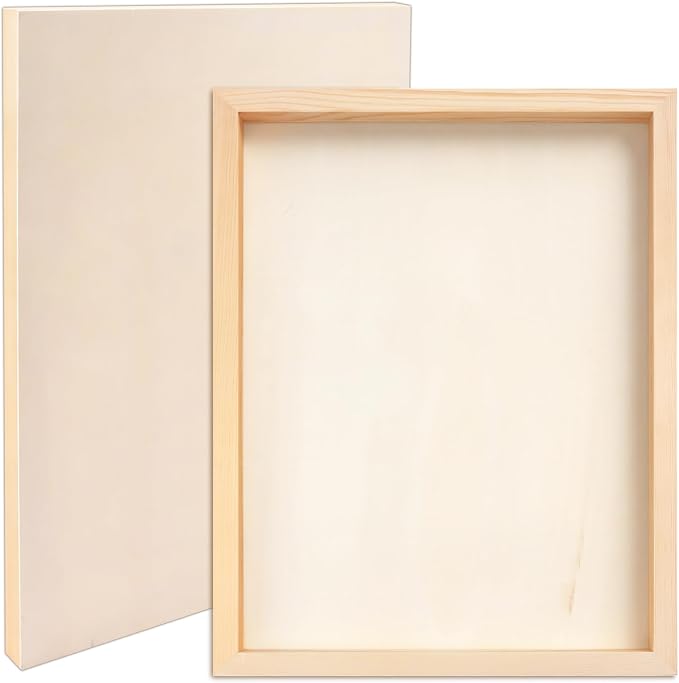 FSWCCK 2 Pack 12 x 16 inch Wood Panel Boards, Unfinished Wood Canvas Panels by FSWCCK
