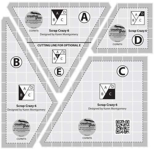 Creative Grids Scrap Crazy 6 Template Set Quilt Ruler – CGRMT6 – Made in USA - Image 2