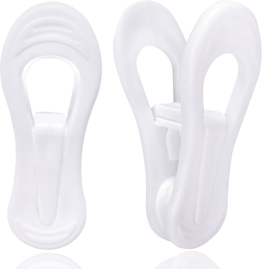 White Hanger Clips 60 Pack, Multi-Purpose Plastic Hangers Clips Perfect for Plastic Velvet Hangers, Clothes Pins Finger Clip for Skirt Pants