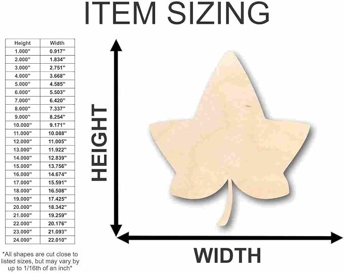 Unfinished Wood Ivy Leaf Shape Fall Craft up to 46" DIY 20" / 1" - Image 3