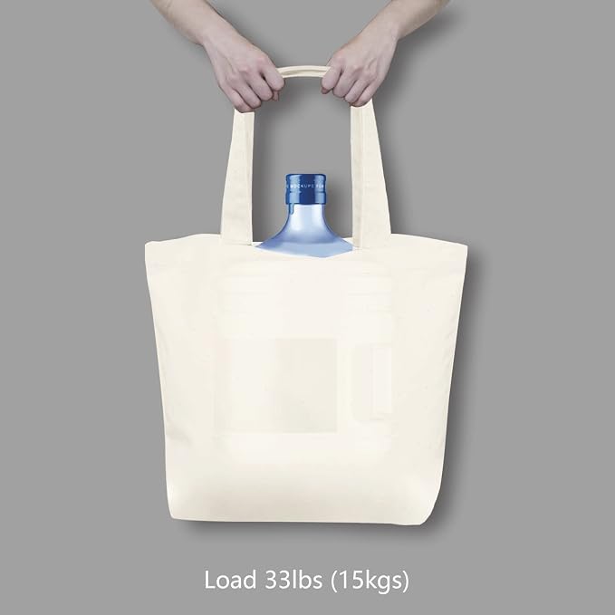 TOPDesign 12-Pack Super Strong Large 12oz Cotton Canvas Tote Bags, Reusable - Image 6