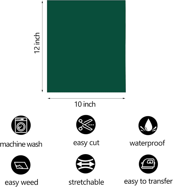 FUNKAKA Green HTV Heat Transfer Vinyl Bundle, 10 Sheets Sticky HTV Vinyl - Image 3