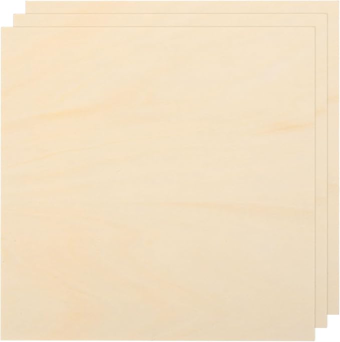 MECCANIXITY 3pcs Basswood Sheets 12 x 12 x 5/64 Inch Unfinished Wood Boards by MECCANIXITY