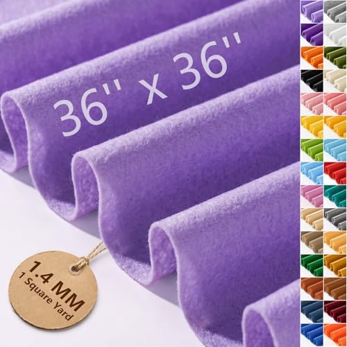 Lavender Felt Fabric 36'' X 36'', 1.4mm Large Felt Sheets Soft Durable Crafts by FEIYAUMI