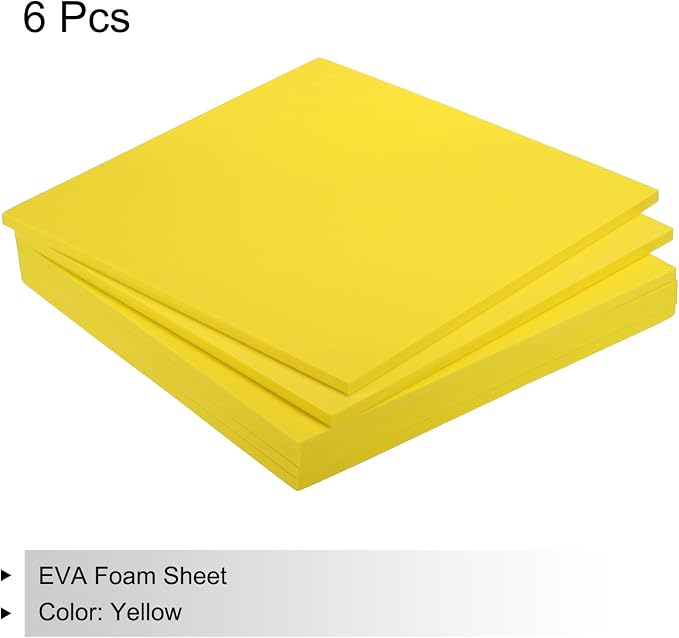 MECCANIXITY EVA Foam Sheets Yellow 9.8 Inch x 9.8 Inch 7mm Thick Crafts Foam - Image 3
