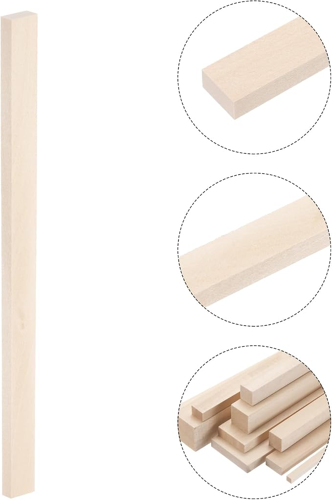 MECCANIXITY 6pcs Wood Sticks, 3/8"x 4/5" x 12" Rectangle Wooden Cube Wood - Image 3
