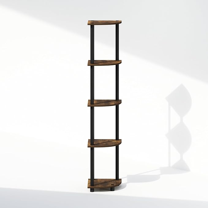 Furinno Turn-N-Tube Storage Shelves, 5-Tier Book Shelf, Corner Shelf, Toolless - Image 5