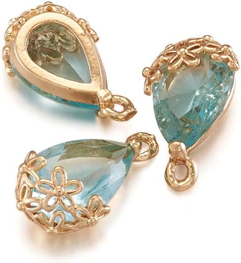 FASHEWELRY 50Pcs Faceted Transparent Glass Teardrop Pendants Crystal Glass - Image 4