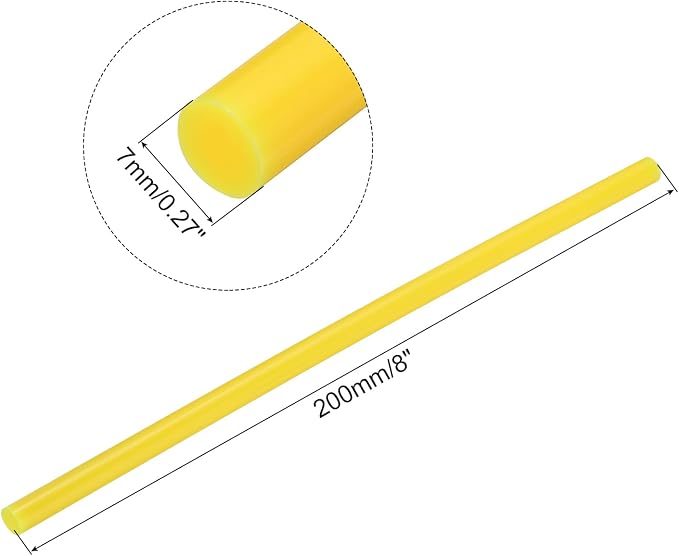 uxcell Mini Hot Glue Sticks for Glue Gun 7mm x 200mm Light Yellow 12pcs - Image 2
