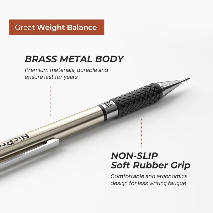 Nicpro 0.9 mm Art Mechanical Pencils Set in Case, 3 Erasers - Image 3