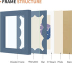 4x4 Picture Frame with Real Glass, Wooden cute 4 x 4 Photo Frame with Wavy Mat - Image 5