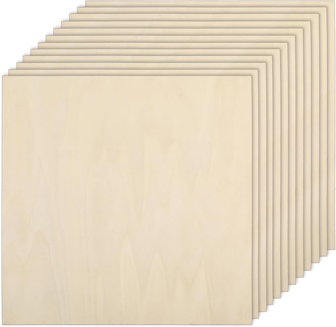 16 Pack Basswood Plywood Sheets 12 x 12 x 1/5 Inch-5 mm Thick Basswood Plywood by AWIZOM