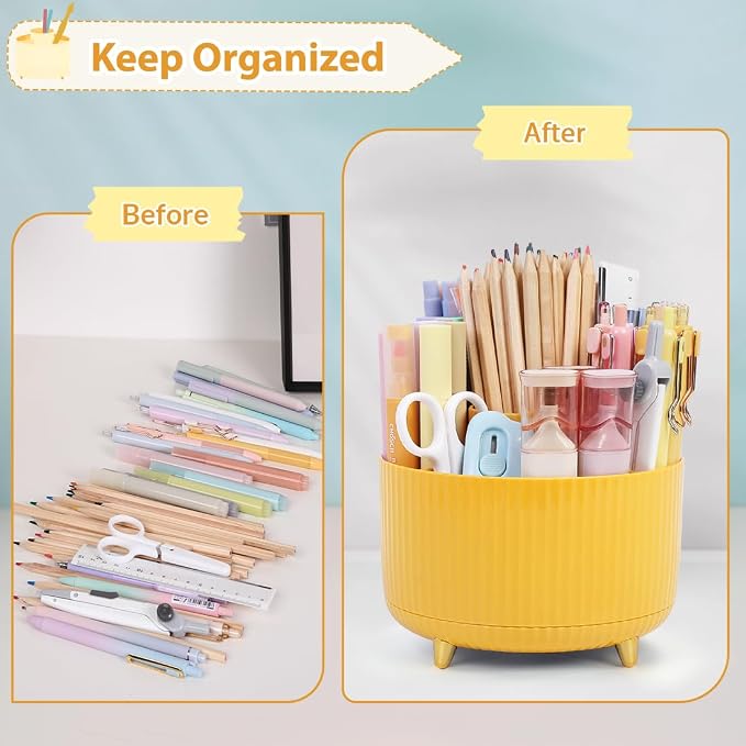 SKYDUE 360 Degree Rotating Desk Organizer, Dual-Purpose Pencil Pen Holder - Image 5