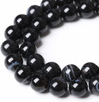 90PCS 4mm Natural Black Striped Agate Beads Gemstone Round Loose Beads - Image 4
