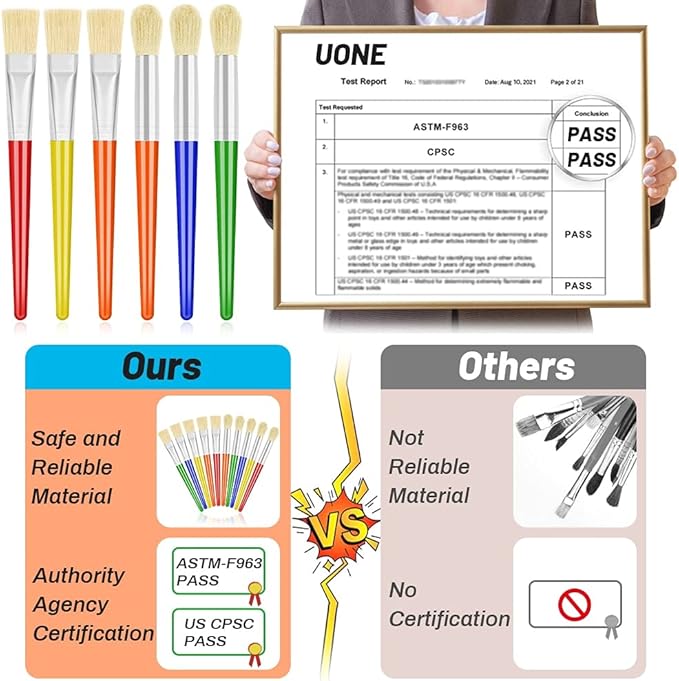 10Pcs Paint Brushes for Kids, Anezus Kids Paint Brushes Toddler Large Chubby - Image 2