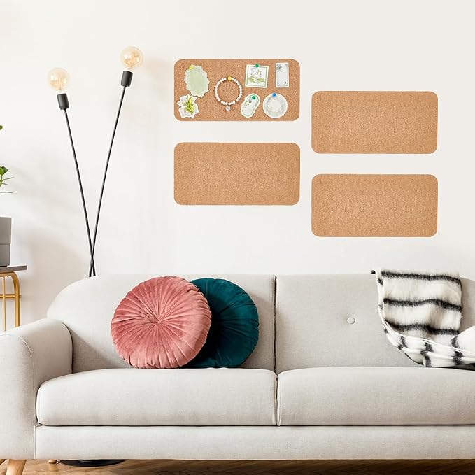 OLYCRAFT 4Pcs Rectangle Bulletin Boards 6x12 Inch Non Self-Adhesive Wood Cork - Image 5