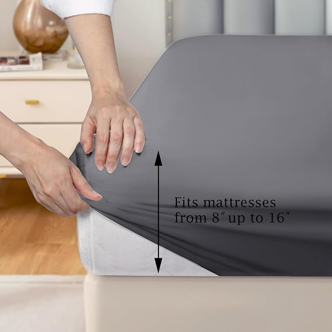 FreshCulture Pure Cotton Fitted Sheets Full Size, 300 Thread Count Percale - Image 5