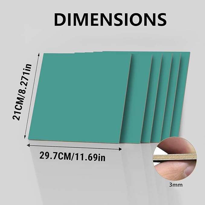 4 Pack Double-Sided Pre-Painted Colored Plywood Sheets, 11.7"x8.27"x1/8" - Image 2