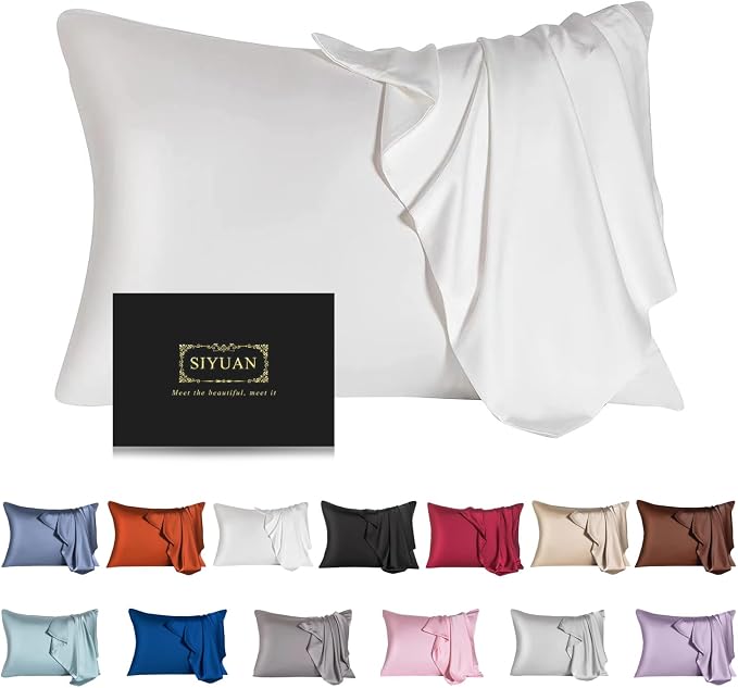 Mulberry Silk Pillowcase for Hair and Skin, Queen Size Cooling Silk Pillow Case by SIYUAN