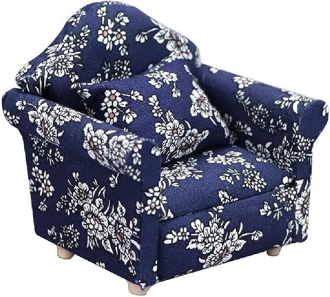 Dollhouse Couch with Pillow 1 12 Scale Miniature Sofa Arm Chair Living Room - Image 8