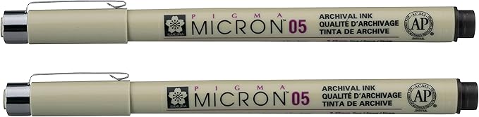 SAKURA PIGMA MICRON 05 FINELINER PEN, 0.45MM LINE WIDTH by SAKURAOFAMERICA
