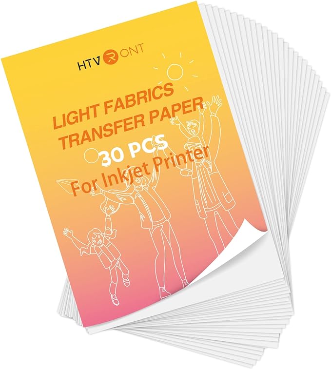 HTVRONT Heat Transfer Paper for Light T Shirts -30 Pack 8.5x11" Printable Heat by HTVRONT