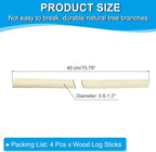 PATIKIL 4 Pcs / 40cm Wood Log Sticks, 0.6-1.2inch in Diameter Natural Driftwood - Image 2