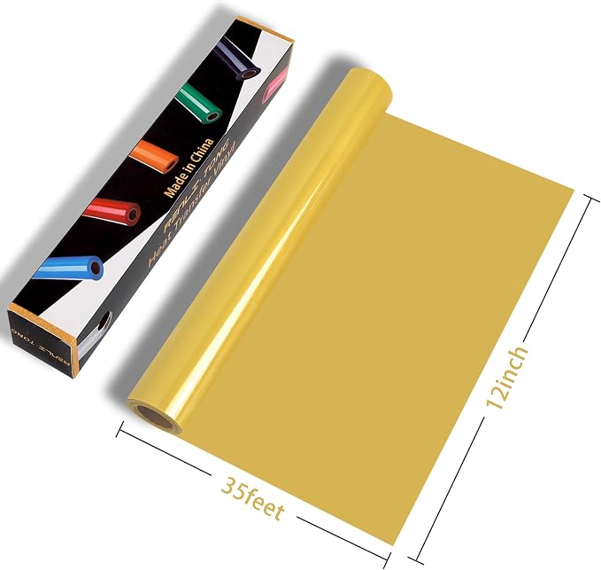 RENLITONG Glossy Gold HTV Vinyl 12" x 35ft Roll - Image 2