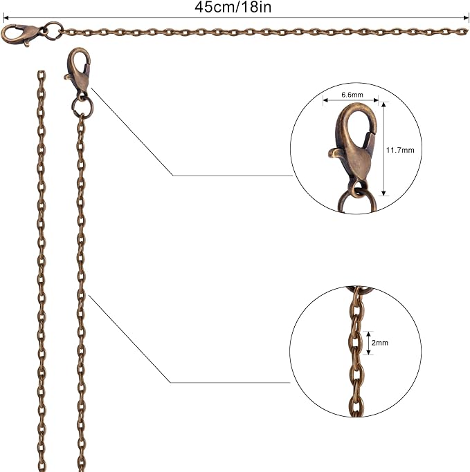 Lemonkey 24 Pack Necklace Chains Bulk, Bronze Plated DIY Cable Link Chains - Image 2